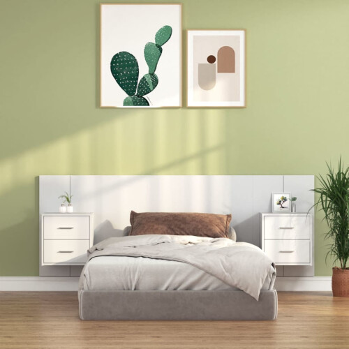 VidaXL Bed Headboard with Cabinets White Engineered Wood