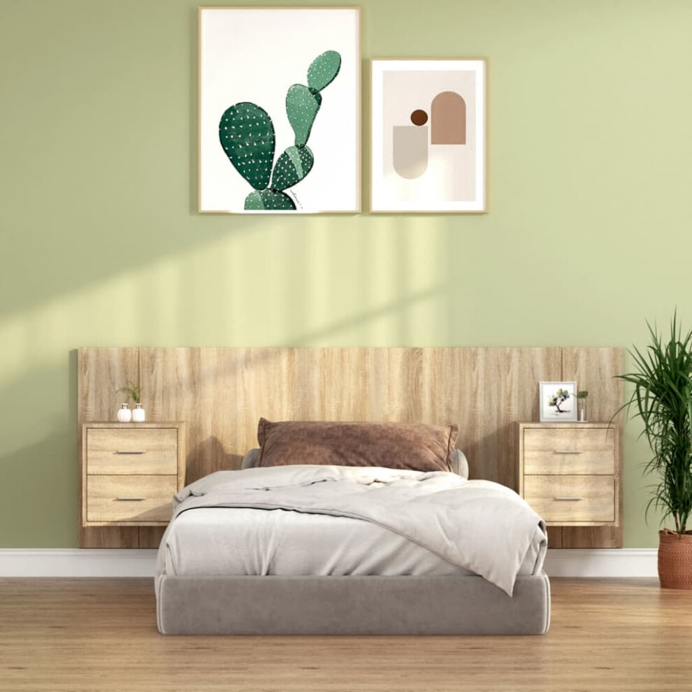 Vidaxl Bed Headboard With Cabinets Sonoma Oak Engineered Wood