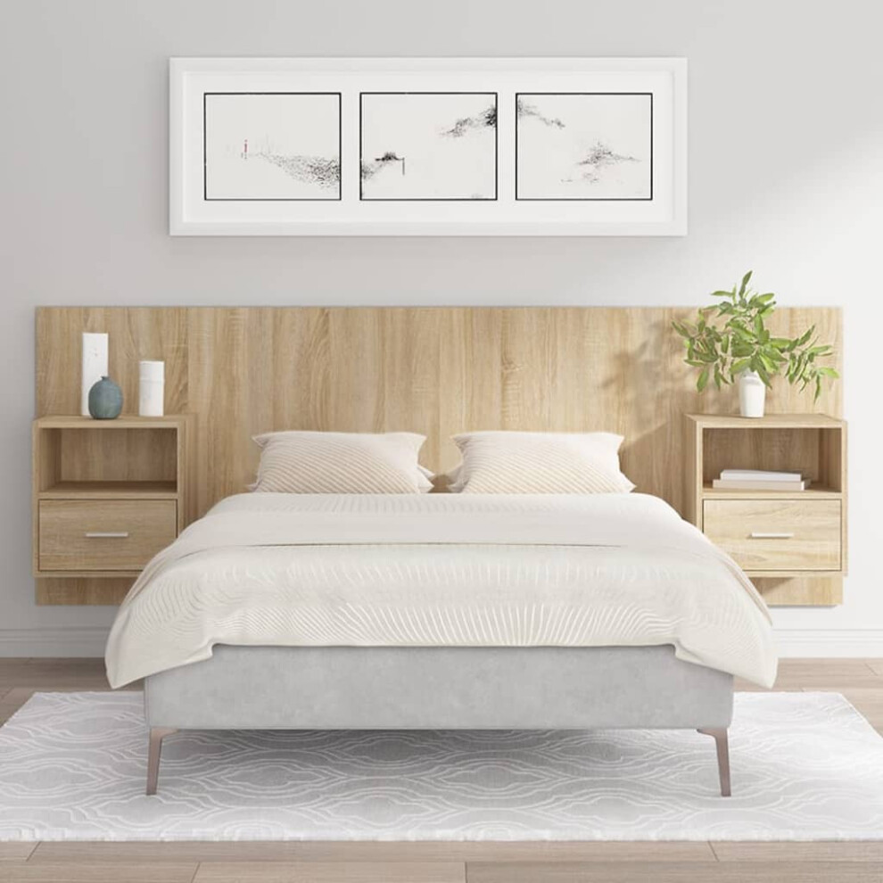 Vidaxl Bed Headboard With Cabinets Sonoma Oak Engineered Wood