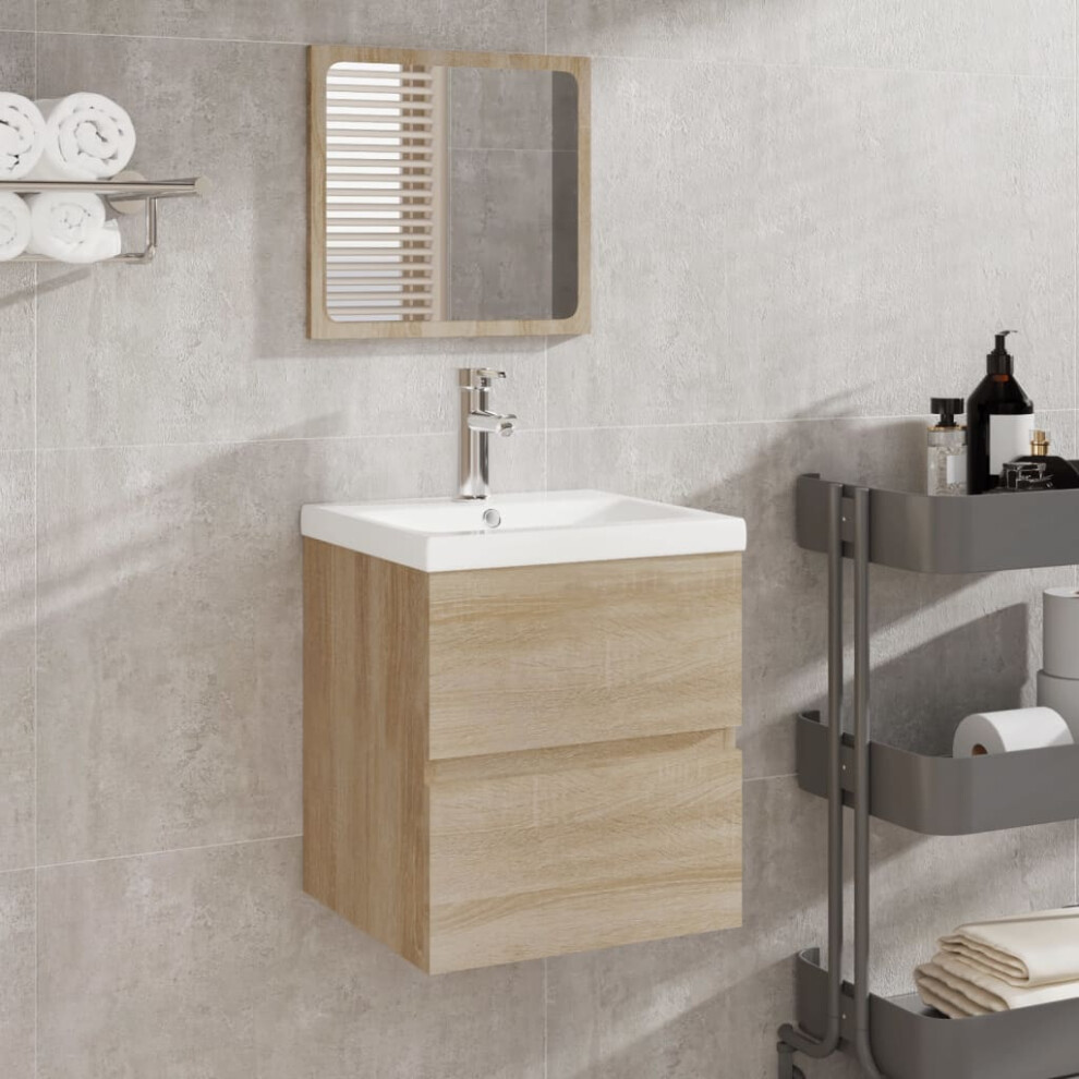 Bathroom Cabinet with Mirror Sonoma Oak Engineered Wood