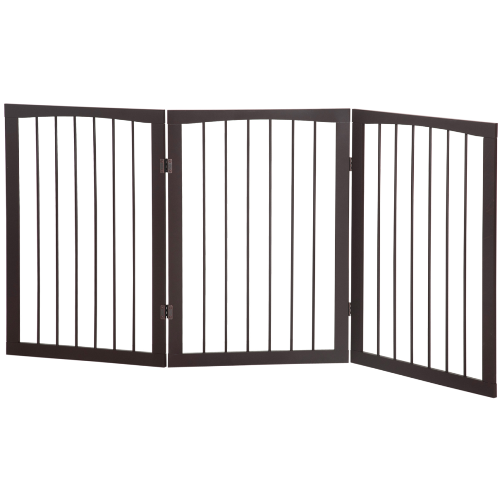 Pawhut Folding Pet Gate Dog Fence Child Safety Indoor Durable Free Standing Pine Wood