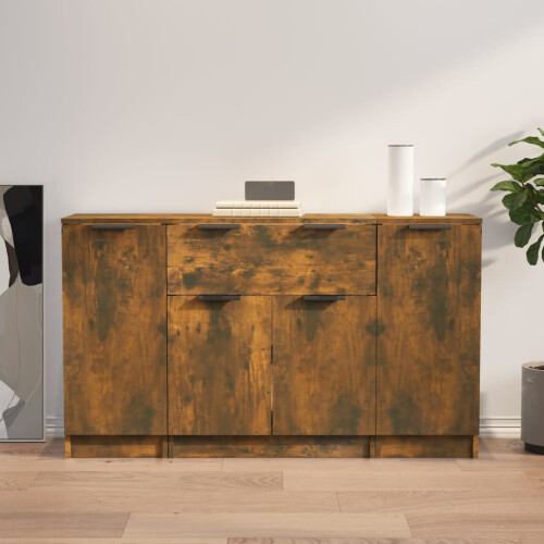 VidaXL vidaXL Sideboards 3 pcs Smoked Oak Engineered Wood