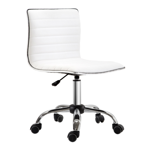 Armless Mid-Back Adjustable Office Chair 360 Swivel Ergonomic White HOMCOM