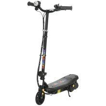 Folding Electric Scooter E-Scooter w/ LED Headlight, for Ages 7-14 Years - Black