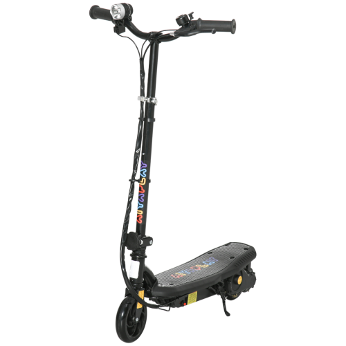 Folding Electric Scooter E-Scooter w/ LED Headlight, for Ages 7-14 Years - Black