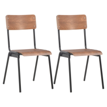 Dining Chairs 2 pcs Brown Solid Plywood Steel