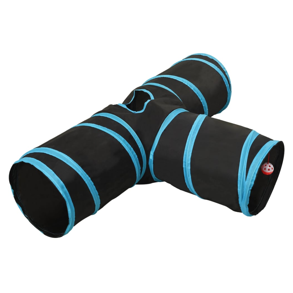 Vidaxl Cat Tunnel 3-Way Black And Blue 90 Cm Polyester