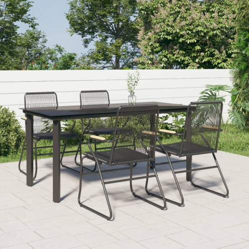 VidaXL vidaXL 5-tlg. Garten-Essgruppe Schwarz PVC Rattan