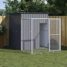 vidaXL Chicken Cage with Run Anthracite 165x251x181 cm Galvanised Steel