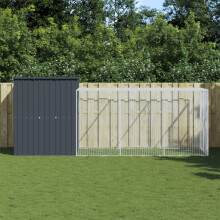 vidaXL Chicken Cage with Run Anthracite 165x455x181 cm Galvanised Steel