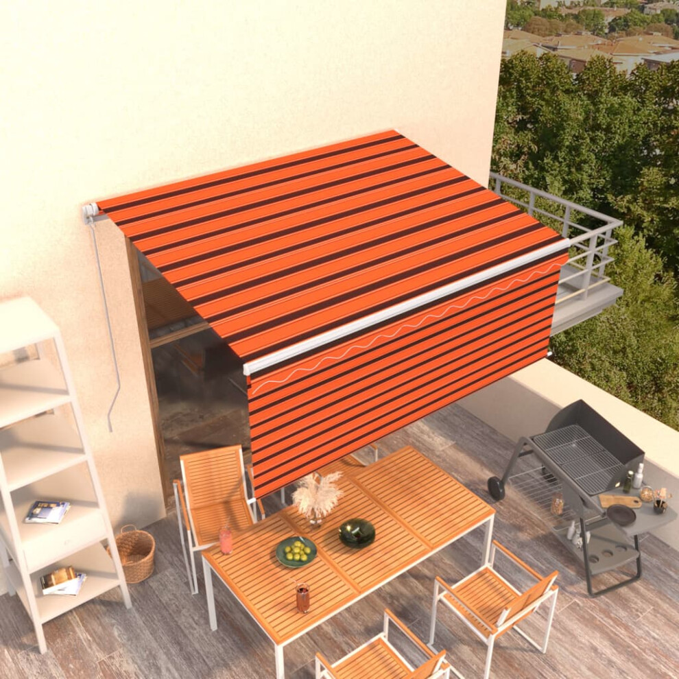 Vidaxl Manual Retractable Awning With Blind 3.5X2.5m & Orange/Brown