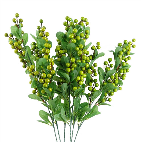 Leaf Pack of 6 x 70cm Artificial Green Berry Spray