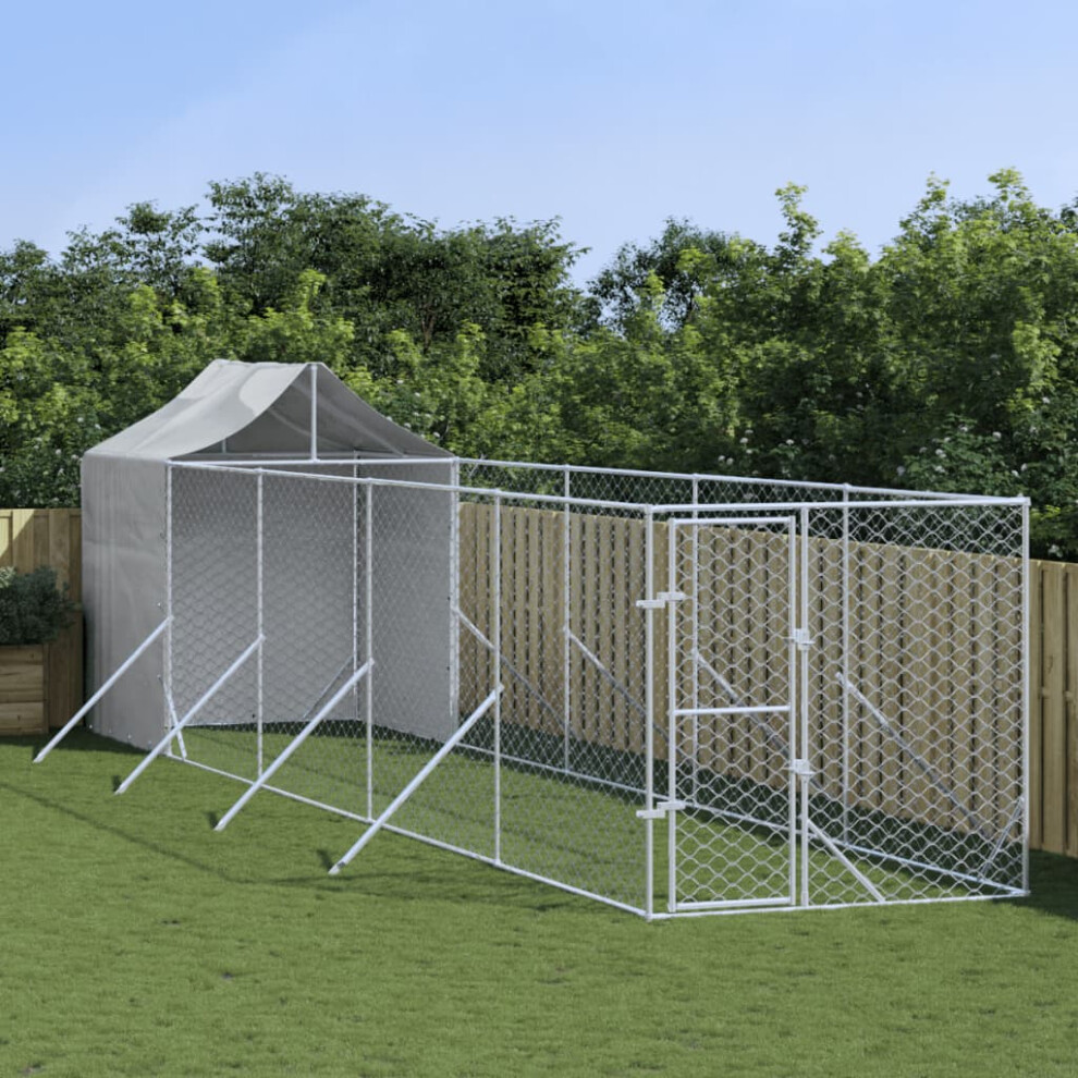 Vidaxl Silver Outdoor Dog Kennel With Roof 2X10x2.5 M Galvanised Steel