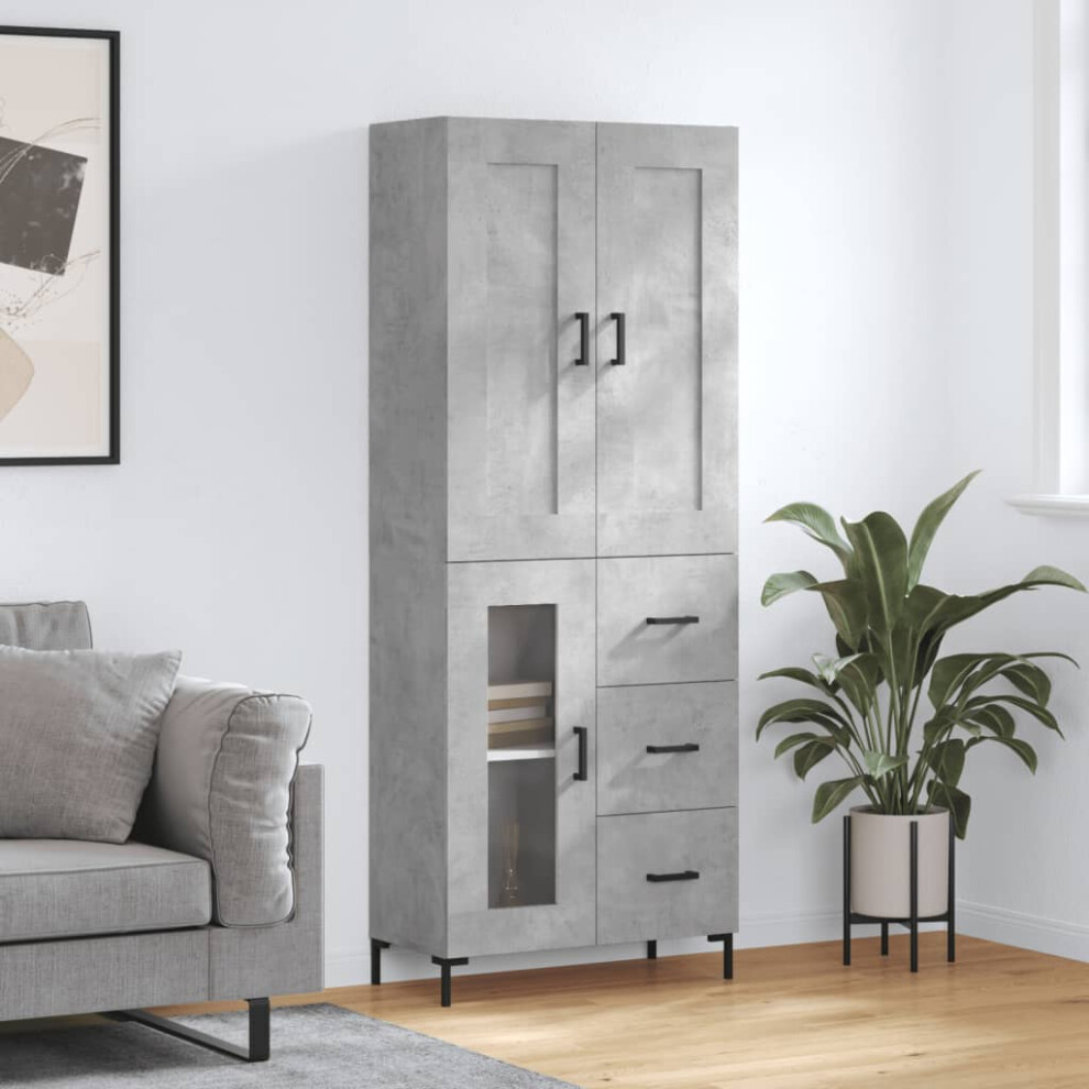 Vidaxl Highboard Concrete Grey 69.5X34x180 Cm Engineered Wood