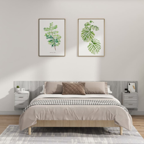 VidaXL vidaXL Bed Headboard with Cabinets Grey Sonoma Engineered Wood