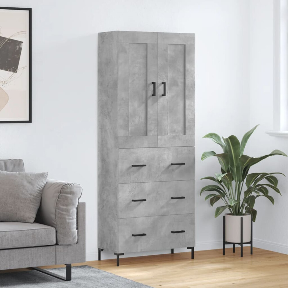 Vidaxl Highboard Concrete Grey 69.5X34x180 Cm Engineered Wood