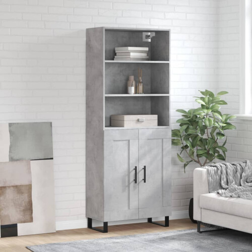 VidaXL vidaXL Highboard Concrete Grey 69.5x34x180 cm Engineered Wood