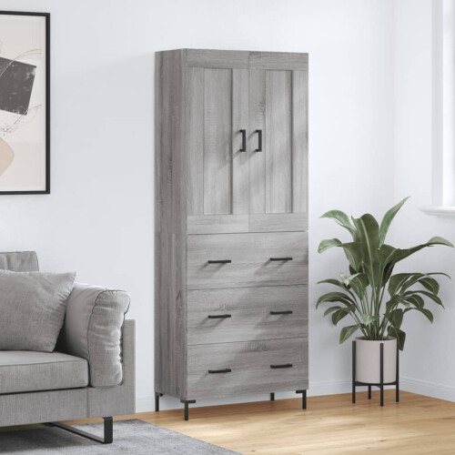 VidaXL vidaXL Highboard Grey Sonoma 69.5x34x180 cm Engineered Wood
