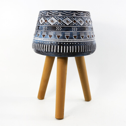 Leaf 44cm x 26cm Aztec Blue Composite Large Planter