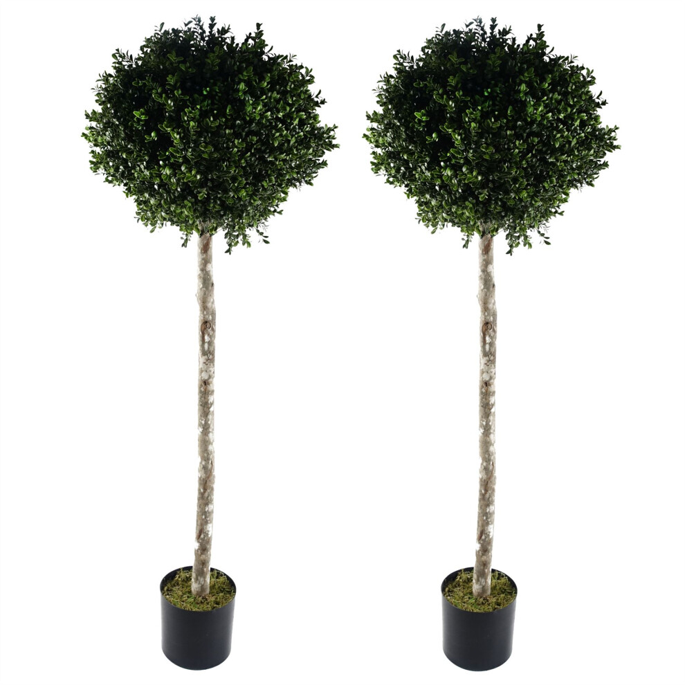 140cm Pair of Buxus Ball Artificial Tree UV Resistant Outdoor Topiary