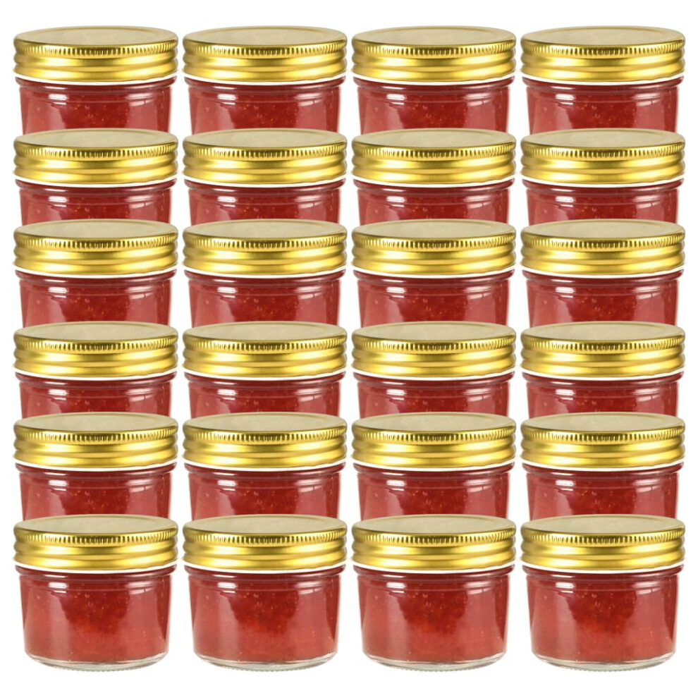 vidaXL Glass Jam Jars with Gold Lids 24 pcs 110 ml