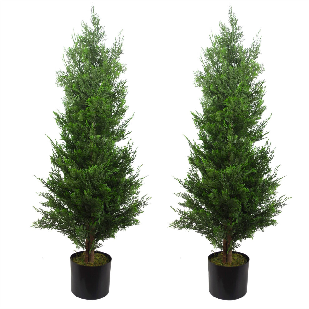 Leaf 120Cm Pair Of Artificial Cypress Topiary