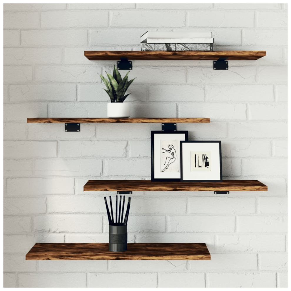 Vidaxl Wall Shelves 4 Pcs Smoked Oak 60X20x1.5 Cm Engineered Wood