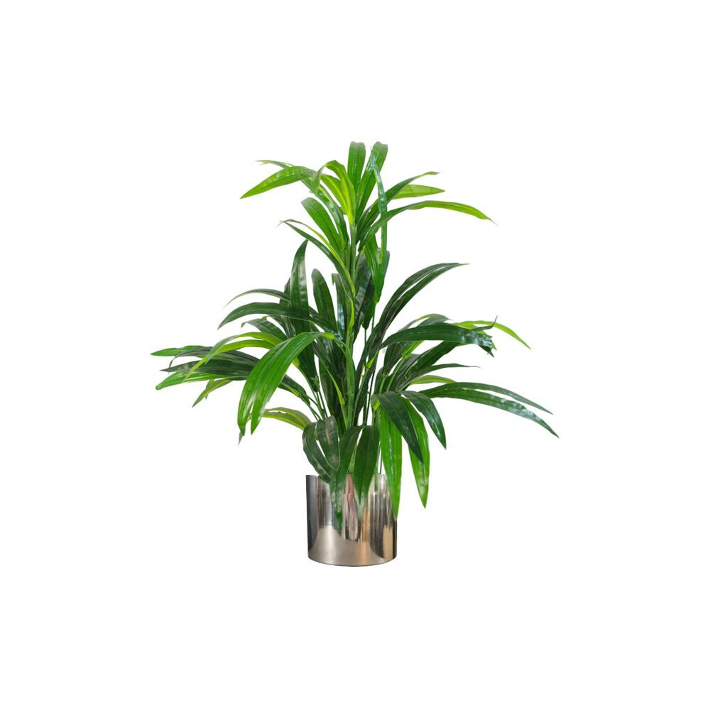 Leaf 65Cm Artificial Realistic Bamboo Shrub Plant With Metal Planter Silver