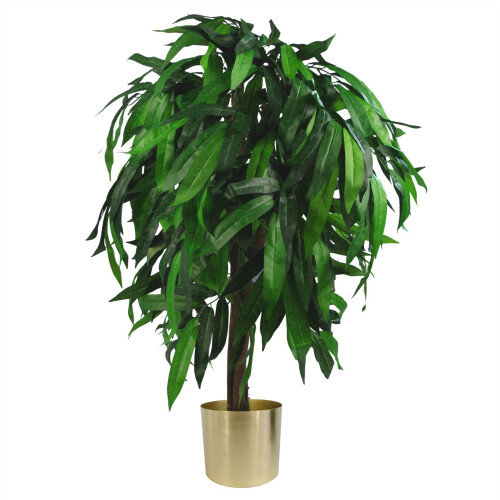 Leaf 100cm Large Artificial Mango Tree Plant with Metal Planter