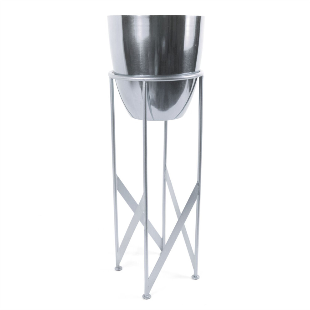 Leaf Tall Metal Plant Stand with Planter - Image 6