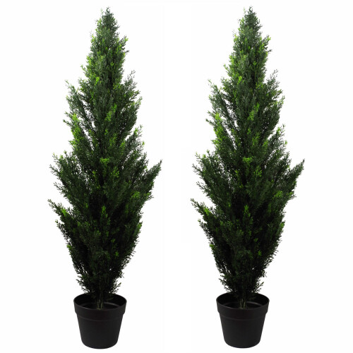 Leaf 120cm Pair of Artificial Cedar Cypress Topiary UV Resistant