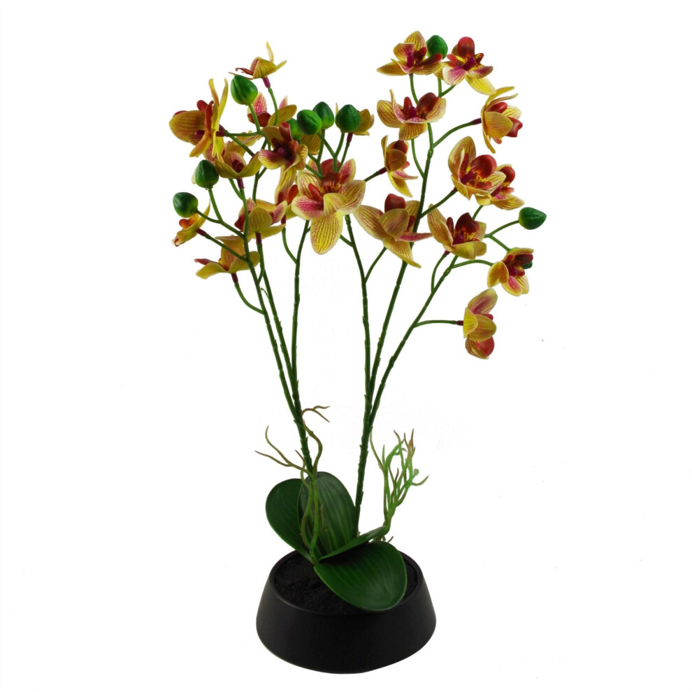 Leaf 43Cm Artificial Orchid In Ceramic Planter Pink/Yellow