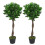 Leaf Pair of 90cm (3ft) Twisted Stem Artificial Topiary Bay Laurel Ball Trees 1