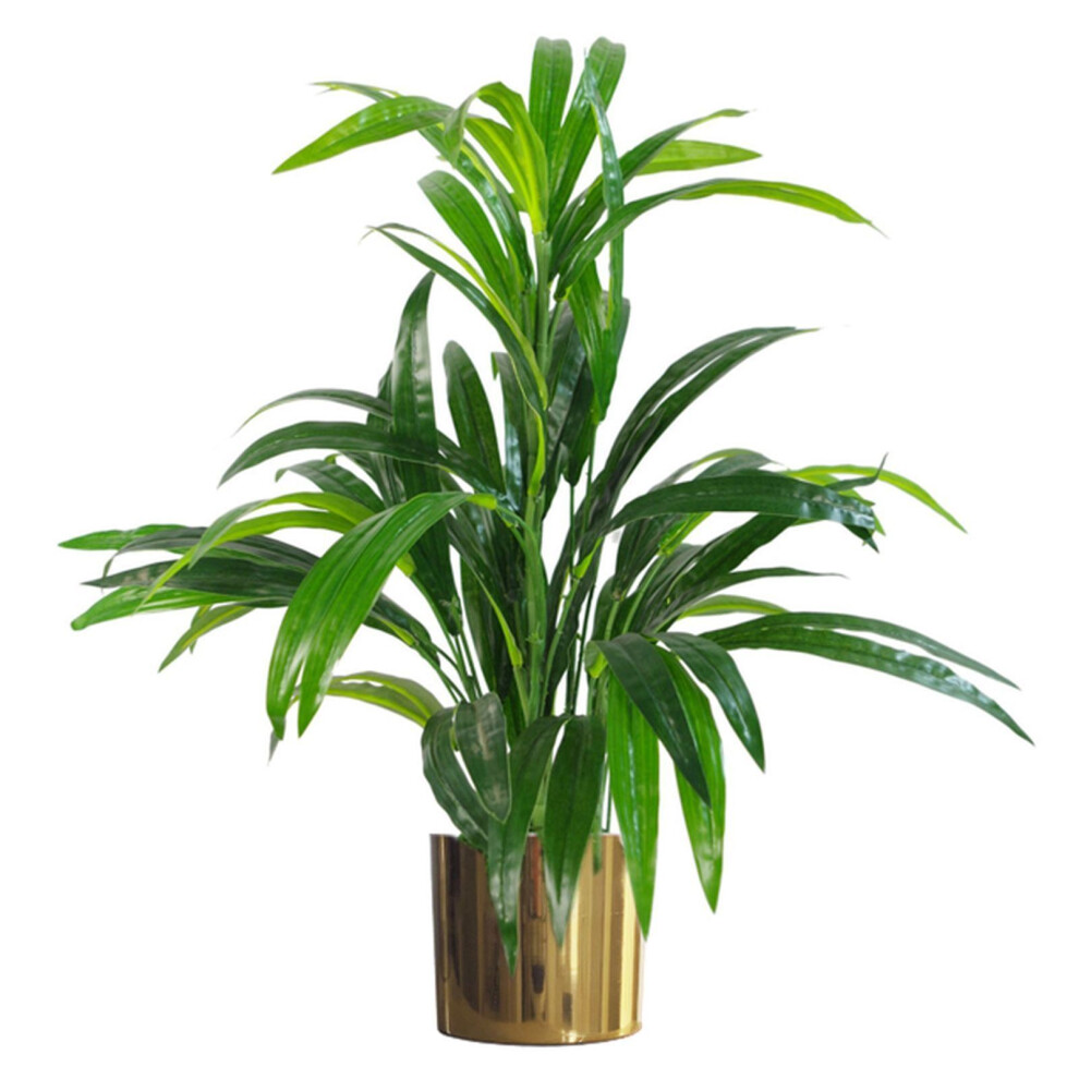 Leaf 65Cm Artificial Large Bamboo Shrub Plant With Metal Planter Gold