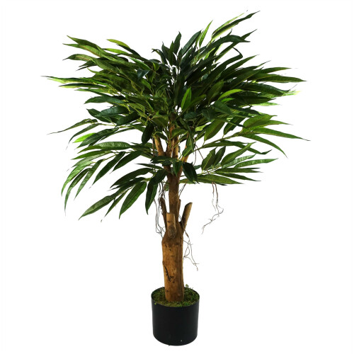 Leaf 100cm Realistic Artificial Tree Longifolia Ficus Natural Trunk