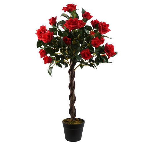 Leaf Artificial Red Rose Tree Wedding Twisted Vine Detail 90cm (3ft)