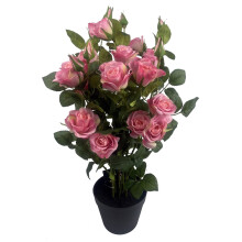 60cm Rose Bush Premium Pink Silk Flowers and Leaves