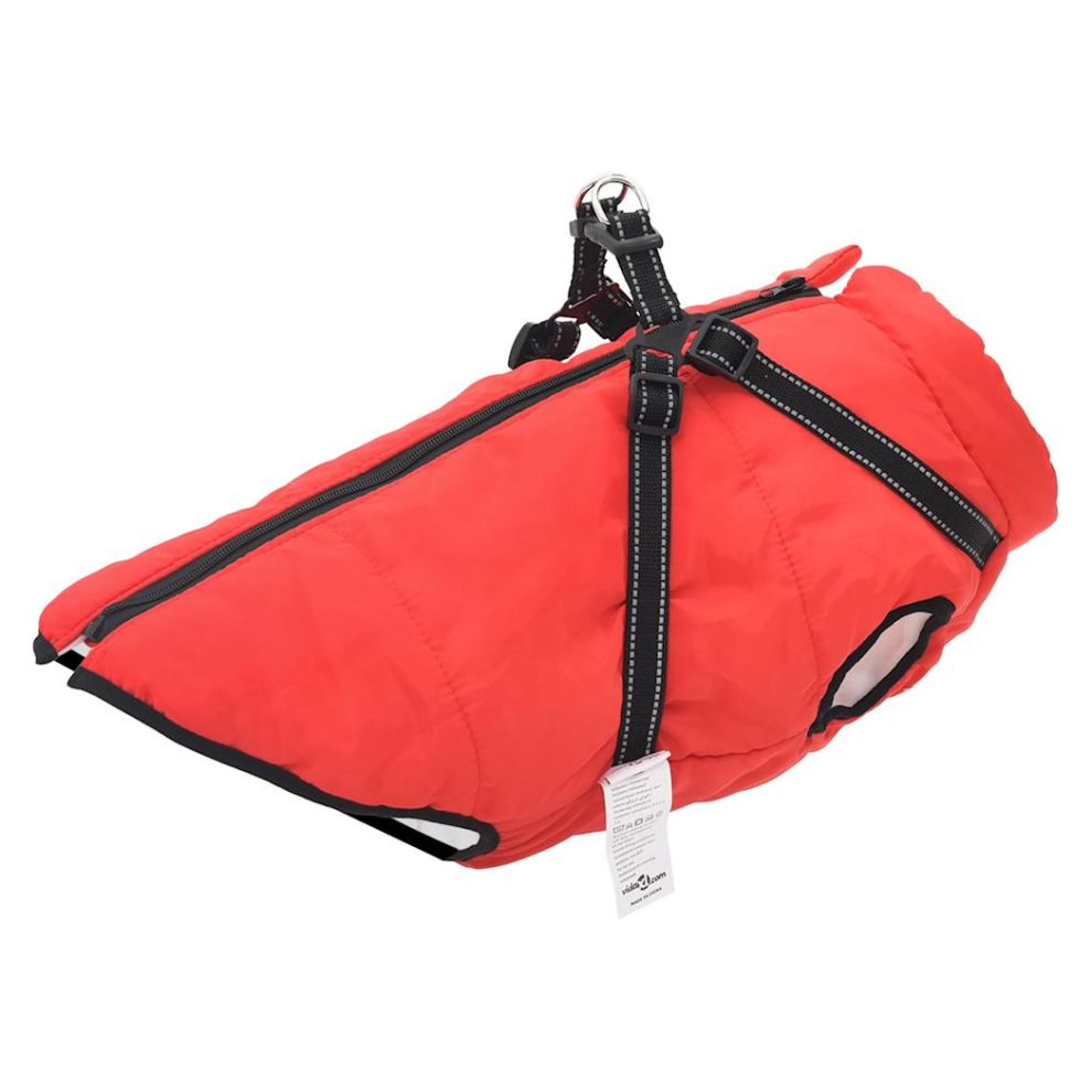 Vidaxl Dog Coat With Harness Waterproof Reflective Red 4XL