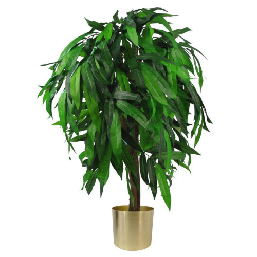 Leaf 100cm Leaf Design UK Artificial Realistic Mango Plant / Tree Green Gold