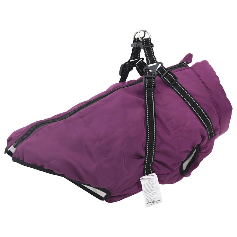 Vidaxl Dog Coat With Harness Waterproof Reflective Purple 5XL