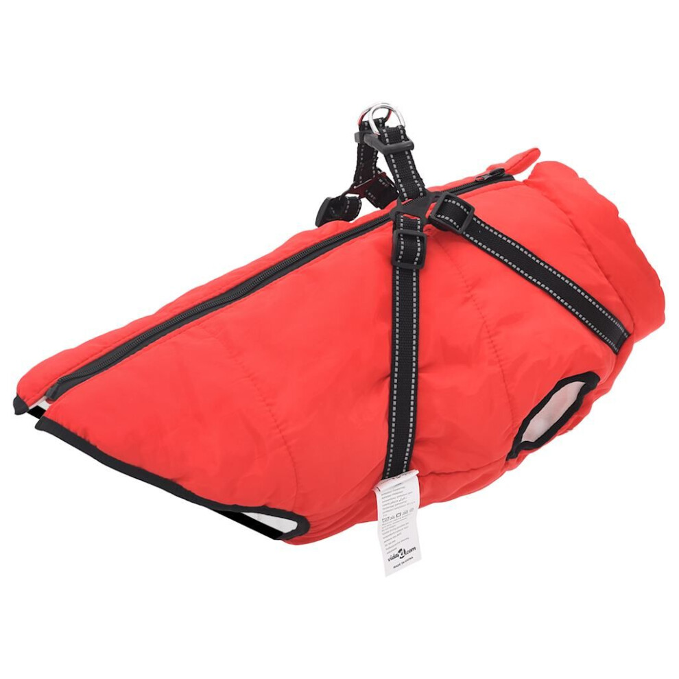 Vidaxl Dog Coat With Harness Waterproof Reflective Red 3XL