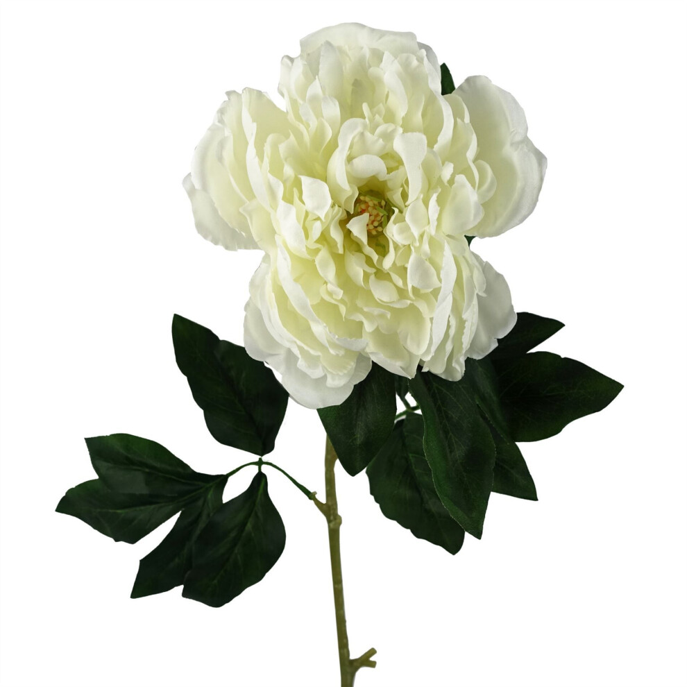 Leaf 80Cm Artificial White Peony Stem