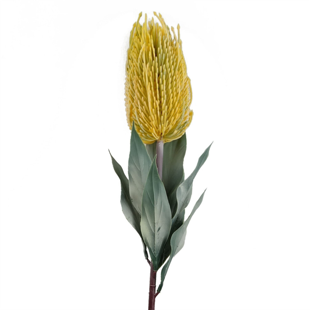 Leaf 75Cm Banksia Menziesii Flower Stem Artificial Yellow