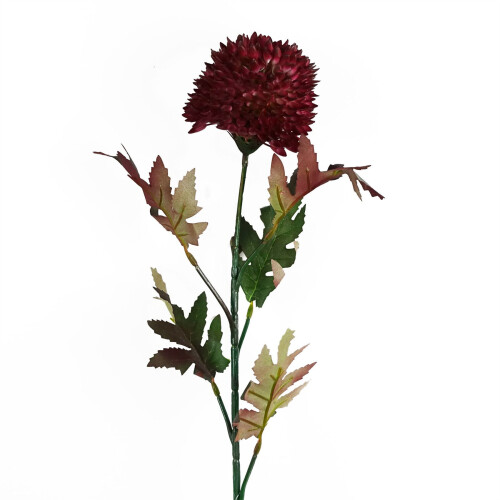 Leaf 70cm Large Ball Dahlia Artificial Flower Stem Pink