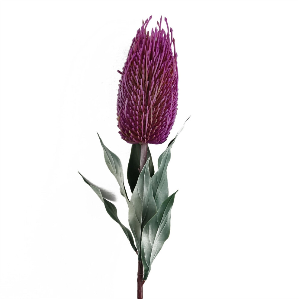 Leaf 75Cm Banksia Menziesii Flower Stem Artificial Pink