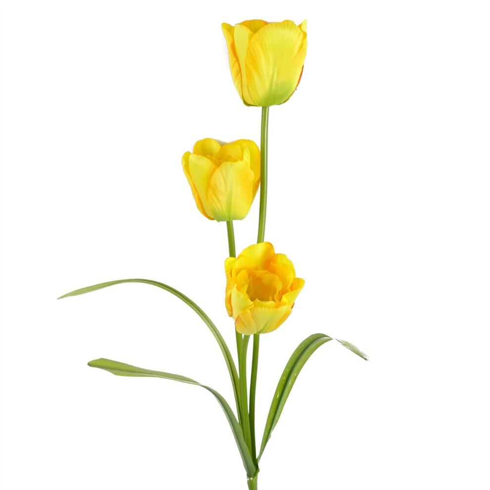 Leaf 80Cm Artificial Tulip Stem Yellow