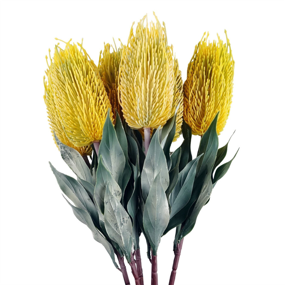 Leaf Unisex Yellow Pack Of 6 X 75Cm Banksia Menziesii Flower Stem Artificial | Size: 6 X 75 Cm - Image 6