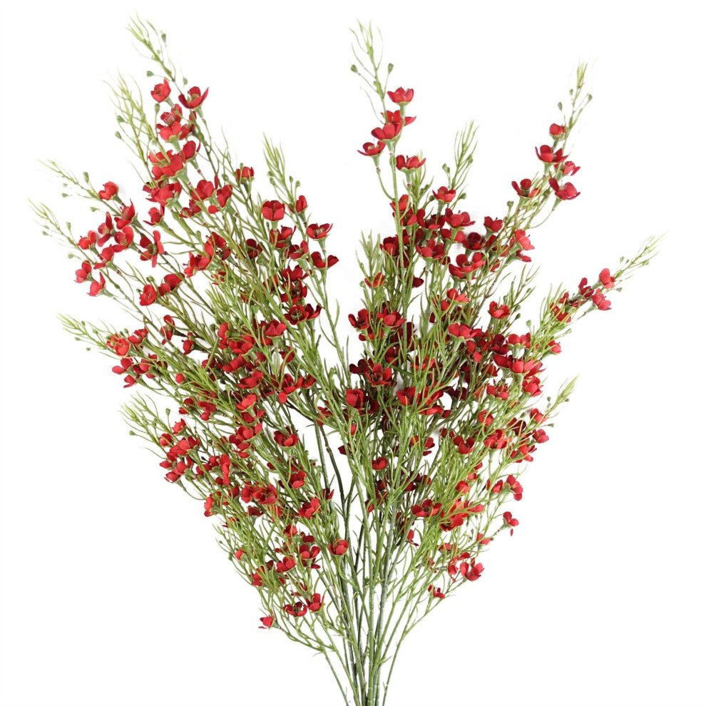 Leaf Artificial Foliage Stem with Red Flowers - 100cm - Image 7