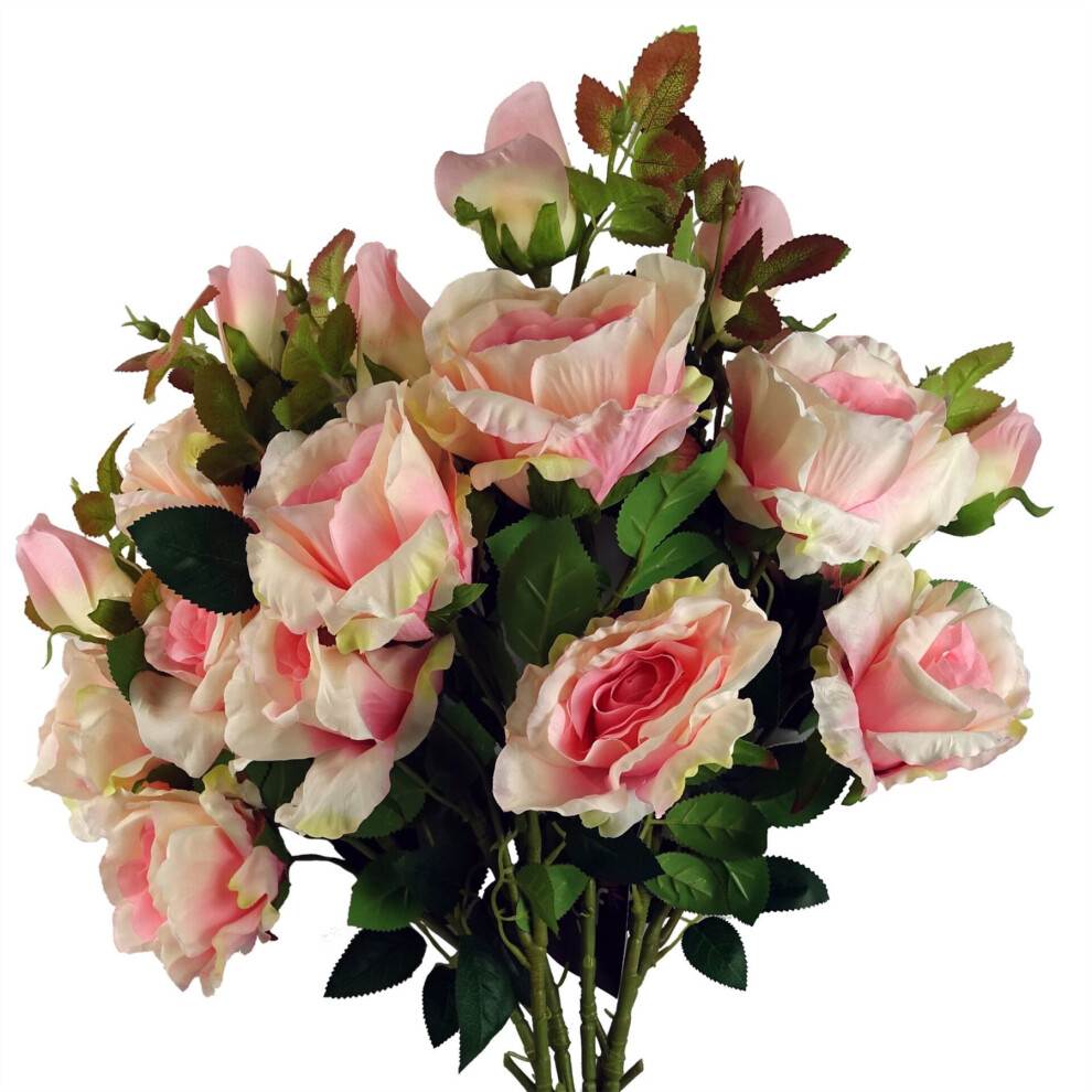Leaf Pack Of 6 X 80Cm Artificial Pink Rose Stem - 18 Flowers - Image 6