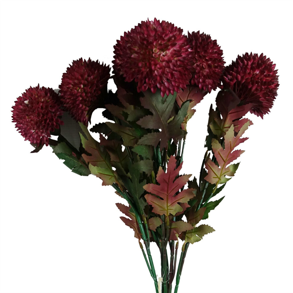 Leaf Pack Of 6 X 70Cm Large Ball Dahlia Artificial Flower Stem Pink